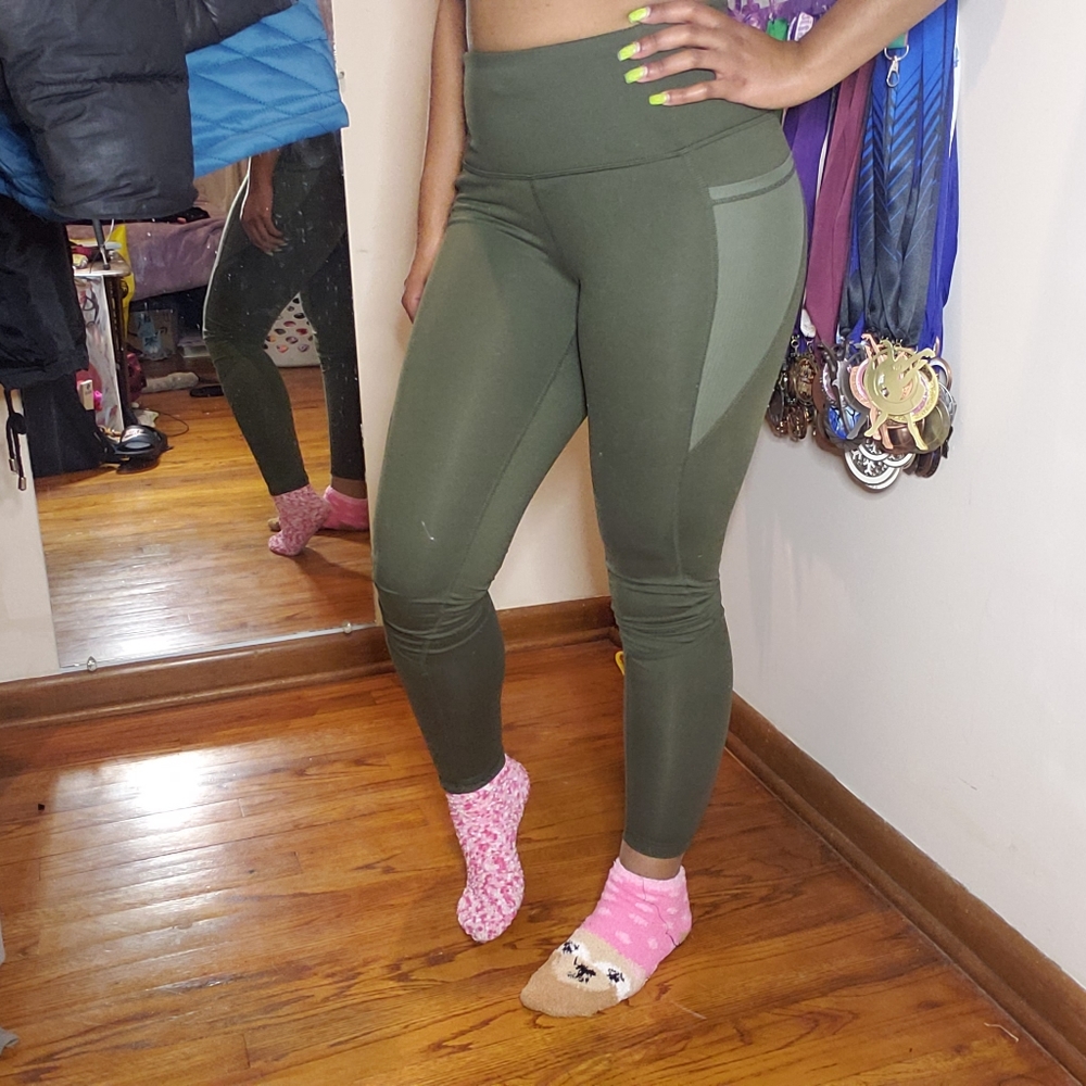 Reeboks olive green leggings
